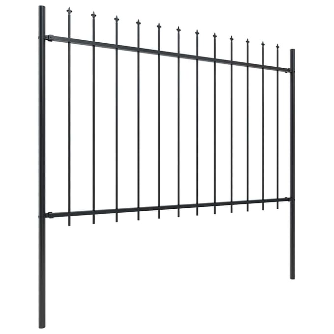 vidaXL - Tuinhek - met - speerpunt - staal - 1005x120 - cm - zwart