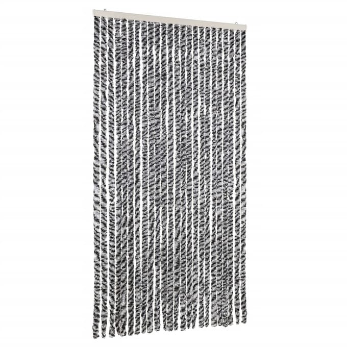 vidaXL - Vliegengordijn - 100x200 - cm - chenille - grijs - en - zwart-wit