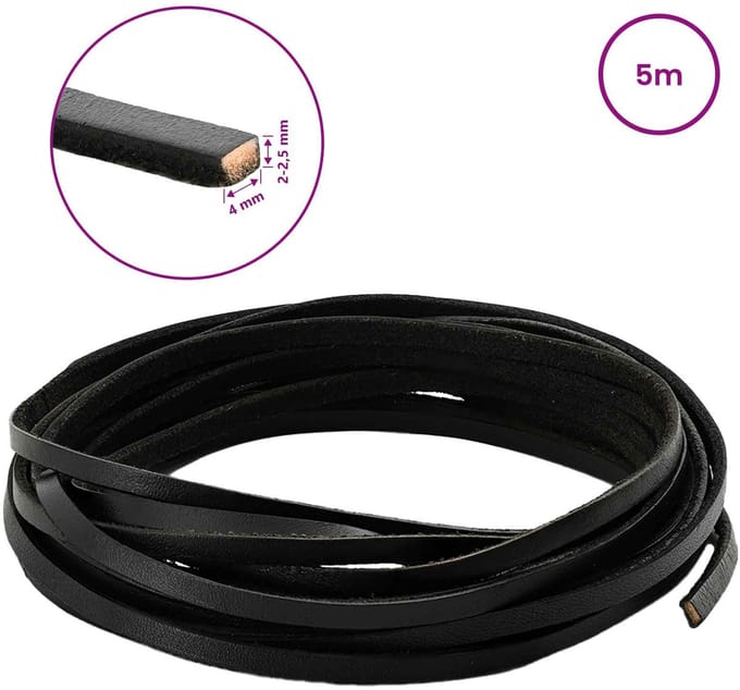 vidaXL - Leren - riem - 1 - Zwart - 500 - x - 0,4 - cm - Leer
