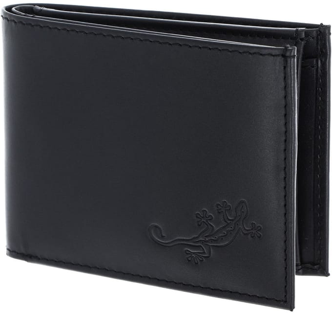 oxmox Leren portemonnee Leather RFID Protect Pocketbörse Lizard 2.0 Embossed Black zwart