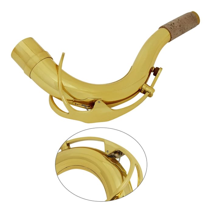 Saxofoon Nek Connector Messing Materiaal Gouden Lak Saxofoon Gebogen Nek