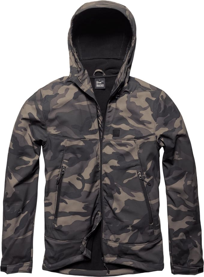 Vintage Industries Funktion-jas Alford Softshell-jas Dark Camo