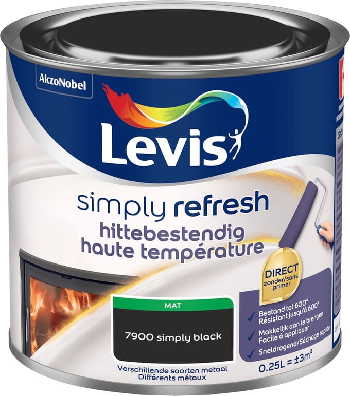 Levis - Simply Refresh Hittebestendige Verf - Simply Black - 0,25 L