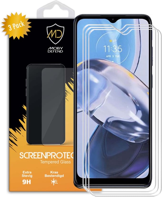 3-Pack MobyDefend Screenprotectors - Geschikt voor Motorola Moto E22 / E22i - Case-Friendly Screensaver - Gehard Glas