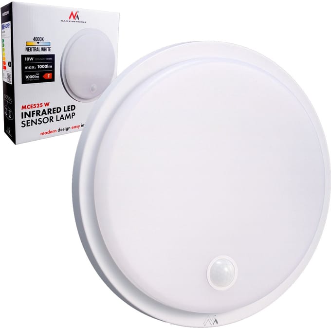Maclean - Wandlamp - LED-lamp met bewegingssensor - PIR-sensor, kleur wit, 10 W, IP65, 1000 lm, neutrale kleur, MCE525 W