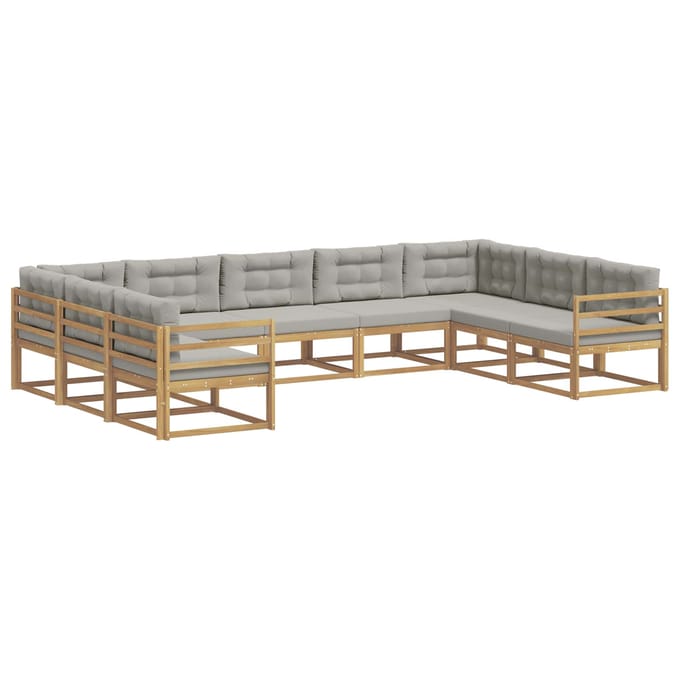vidaXL - Buiten - bank - set - 9 - st - Wit - en - Lichtgrijs
