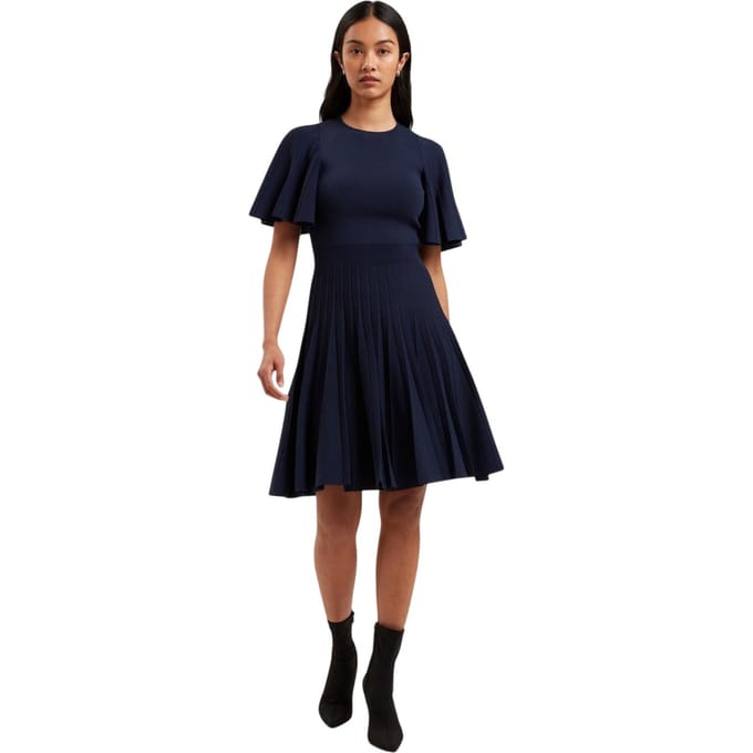 Ted Baker Gebreide ronde hals fladderjurk voor dames/dames (Marine)