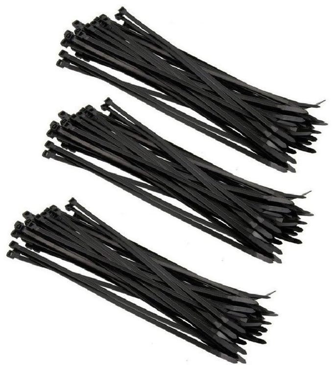 300x kabelbinders tie-wraps - 3,6 x 200 mm - zwarte ribs