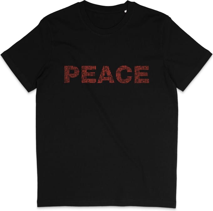 Heren en Dames T shirt - Peace, Vrede - Zwart - XXL