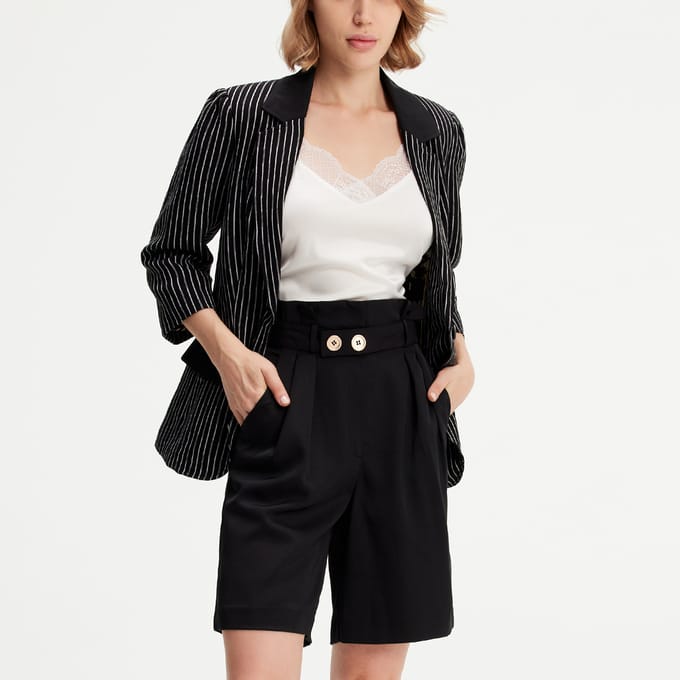 Geplooide bermuda met hoge taille