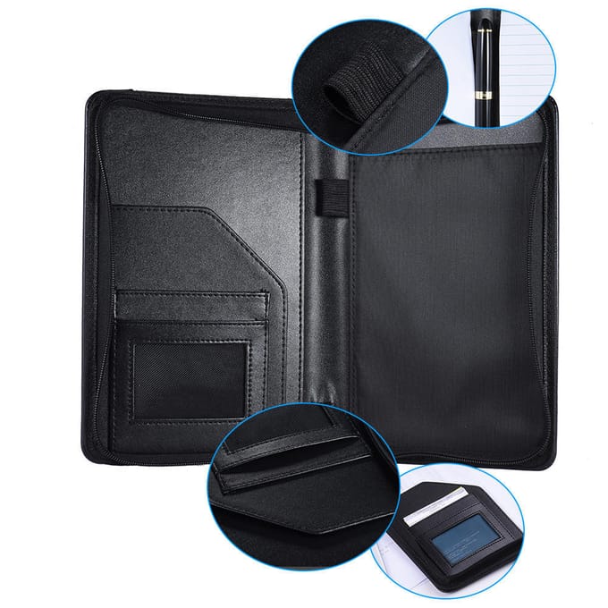 Draagbare zakelijke portfoliomap Documententas Organizer A5 PU-lederen notitieblok white