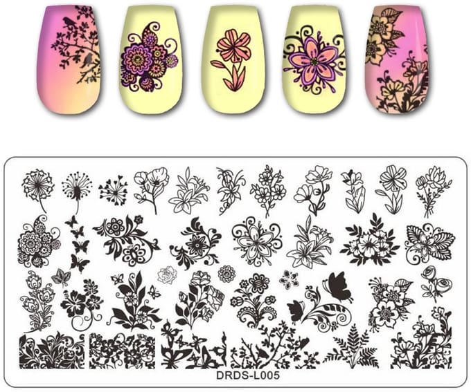 Born Pretty - Nagel Stempelplaat - DRDS-L005 - Bloemen en Ornamenten