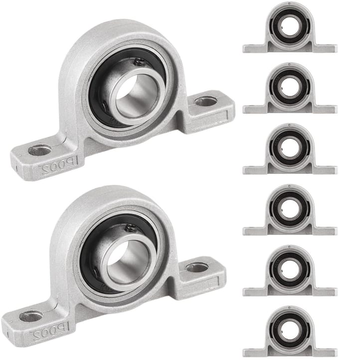 Allecto - Staande lagers - 20 mm - Lange levensduur - Zilver - Kogellagers - Voor drukmachines en 3D-printers - 8 stuks