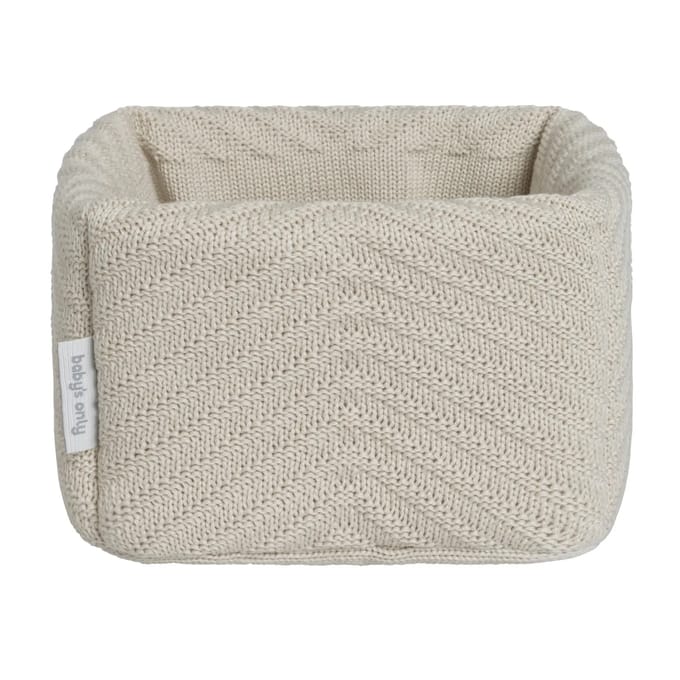 Baby's Only Gebreide commodemandje - Opbergmandje met visgraatmotief - Commode organizer - Babykamer accessoires Grace - Warm Linen