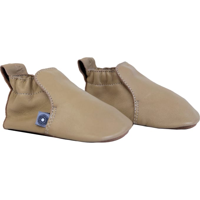 Leren babyslofjes maat 17 - Flexibele zool - 6-12 maanden - Beige