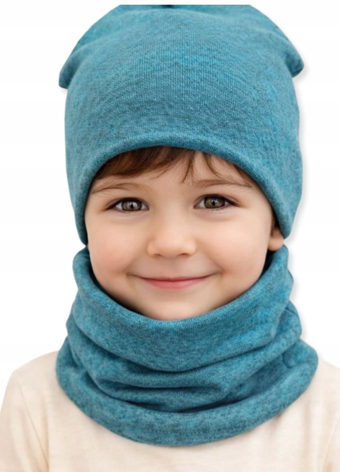 Dartomik - Kinder Set - Czapka + Komin - 52/56 - Voorjaar Melange Zeebries