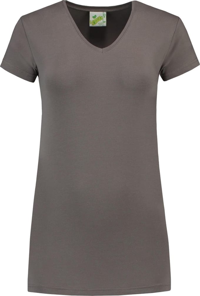 Lemon & Soda dames T-shirt met V-nek in de kleur pearl grey in de maat L