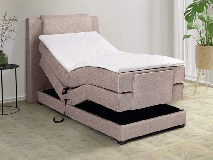 Vente-unique Boxspringbed stof beige 100 x 200 cm