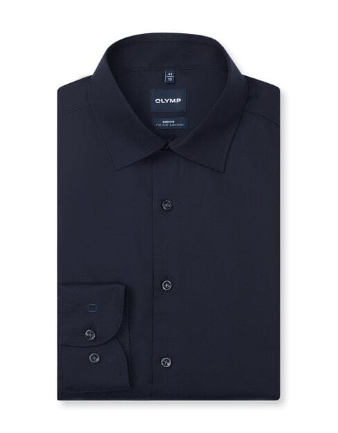 OLYMP Level Five Overhemd, Body Fit, Kent, Marineblauw