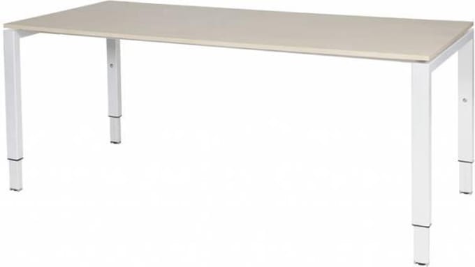 Verstelbaar Bureau - Domino 180x80 Eiken - wit frame