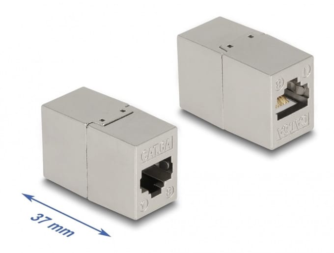 Delock Adapter RJ45 jack to RJ45 jack Cat.6A metal