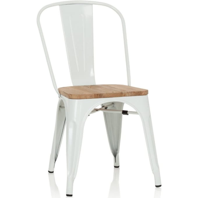 Stoel VANTAGGIO COMFORT W metallic wit / zitting van echt hout hjh OFFICE