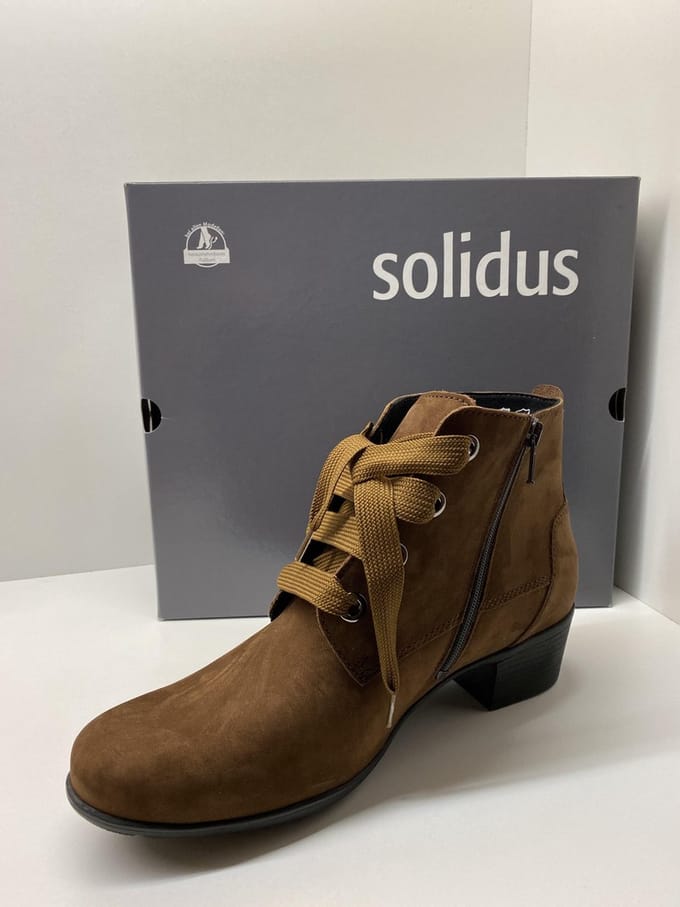 SOLIDUS - Dames laarsjes, veterboots - model Kerry - brown, steunzool - mt 39 1/3 en UK: 6