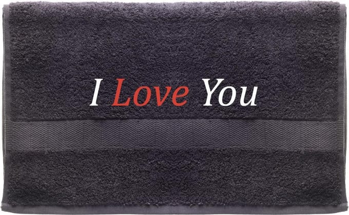 Handdoek - I Love you - 100x50cm - Grijs