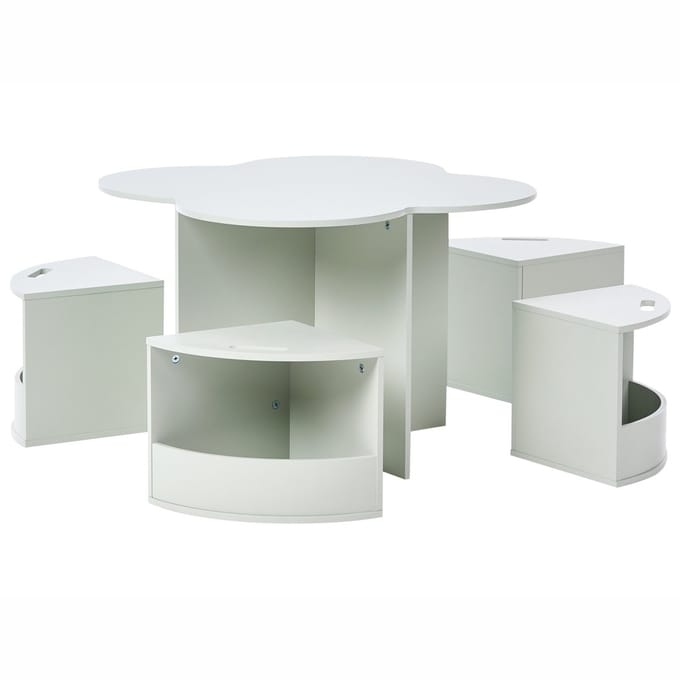 TIBOO - Kindertafel met stoelen - Lichtgroen - MDF