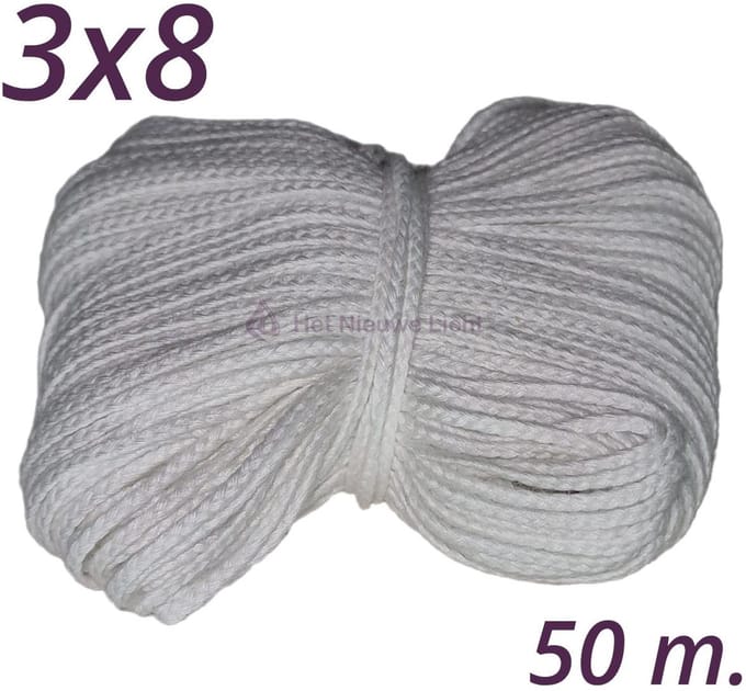 Kaars Lont | HNL 3x8 | 50 meter | Wick | Pit | Wiek | Kaarsenlont.
