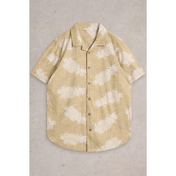 White Stuff Hayle Pineapple Printed Shirt Green Print Größe: M | Casual hemden Outlet | Herren | Grün