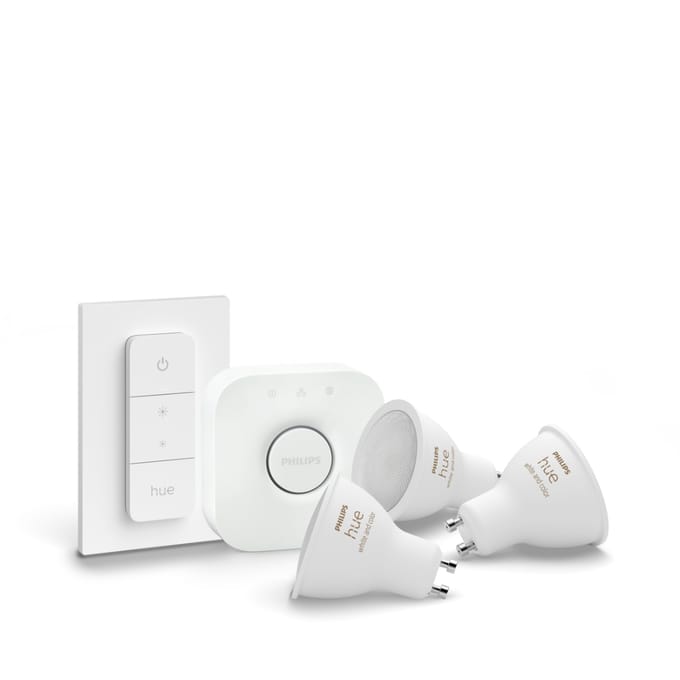 Philips Hue starterkit - wit en gekleurd licht - 3-lampen - GU10 - 1 dimmer switch