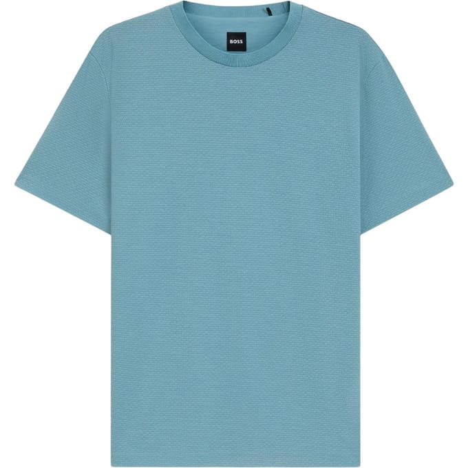 Boss Heren T-shirt met geribde kraag van C-Thompson (Lichtblauw)