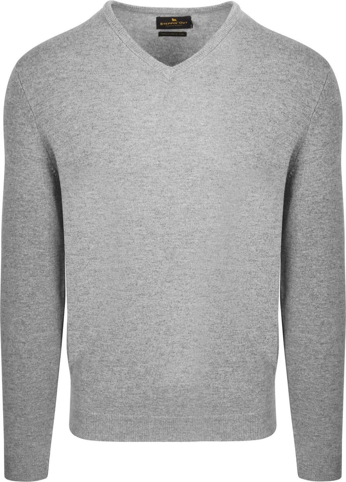 Steppin' Out Pullover V-hals Merinowol Mid Grijs - Maat M - Heren - Pullovers