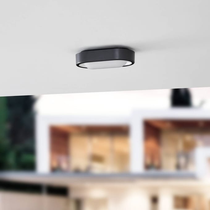 Lindby LED buiten plafondlamp Niniel, zwart, 24 x 14 cm
