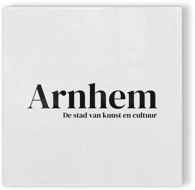 Tegeltje Arnhem – wit zwart – tegeltje stad – tegeltje met tekst