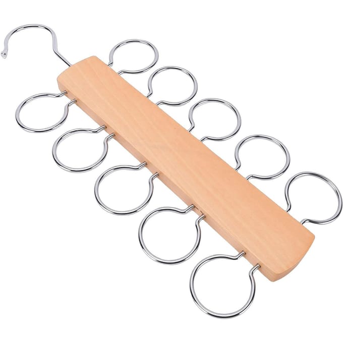 10 Haaks Sjaalhanger Houten Midden Multifunctionele Stropdas en Riemhanger Garderobe Accessoire white
