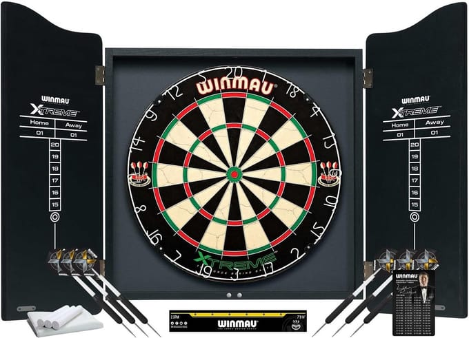 Dartbordenset met Kast en Darts - Professionele Combi-Set voor Dartliefhebbers