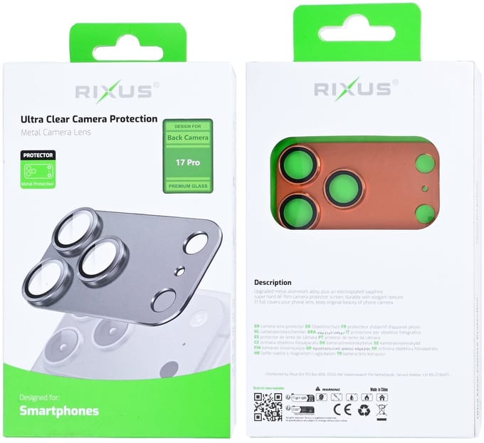 Rixus Ultra Clear Camera Protection For Apple iPhone 17 Pro Cosmic Orange