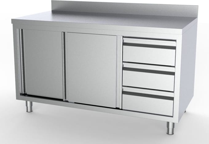 700 WERKTAFEL SCHUIFDEUREN LADEN RECHTS MET RAND 2000 | 7333.0278 | COMBISTEEL