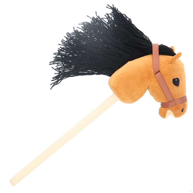 KiddyGo pluche stokpaard speelgoed met lange manen 70 cm paard.