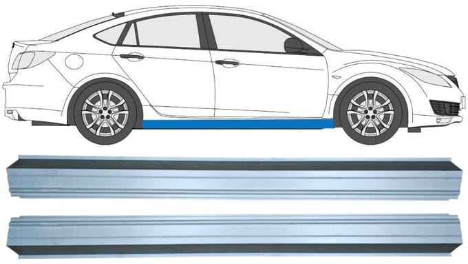 Reparatie dorpel voor Mazda 6 GG GY 2002-2007 / Links = Rechts / Set