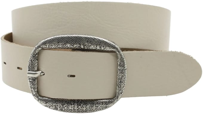 Dames riem beige 4 cm - grote gesp - Leer - Jeans riem - Casual - Maat 80