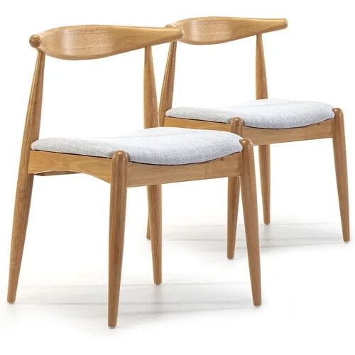 VS Venta-stock Set van 2 Corzo eetkamerstoelen in eiken kleur, massief hout, 52,5 x 50 x 74,5 cm