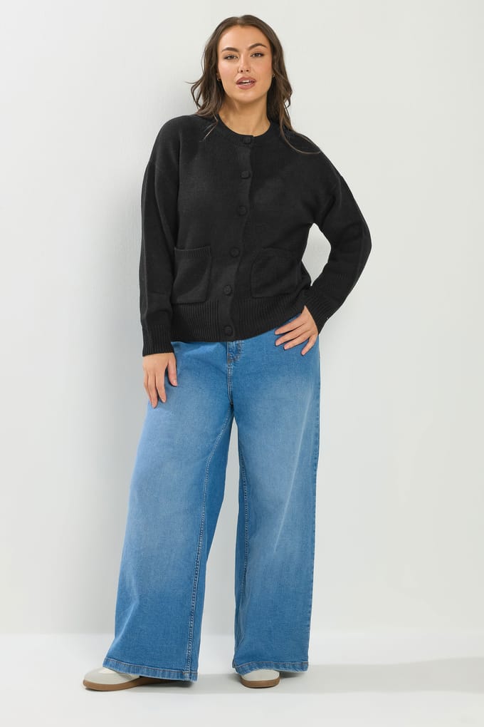 Yours Zwarte Bomber Cardigan Size 46-48