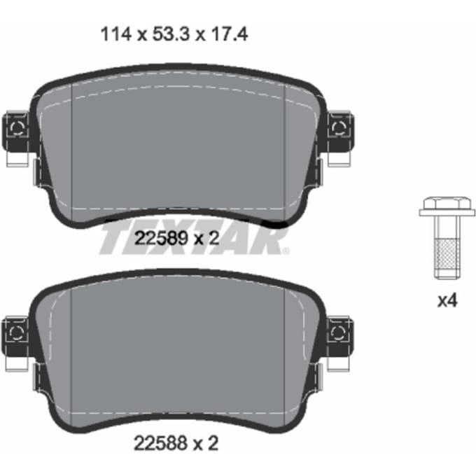 Remblokset TEXTAR 2258801, achter