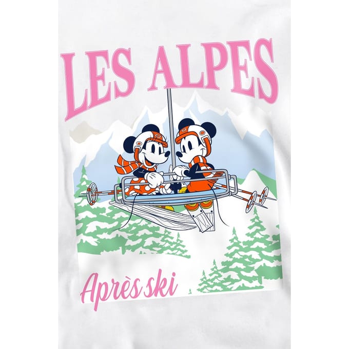 Disney Volwassen uniseks Les Alpes Mickey Mouse Sweatshirt (Wit)