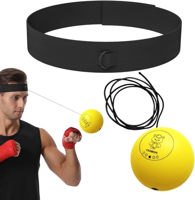 Reflex Bal Set - Boksbal Training - Verbeter Coördinatie - PU Schuim Constructie - 3 Ballen - Geel