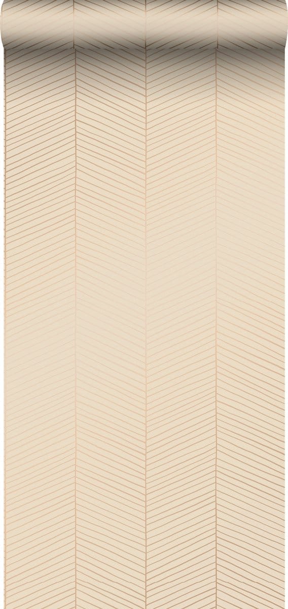 ESTAhome behang visgraat-motief licht perzikroze - 53 cm x 10.05 m - 139450