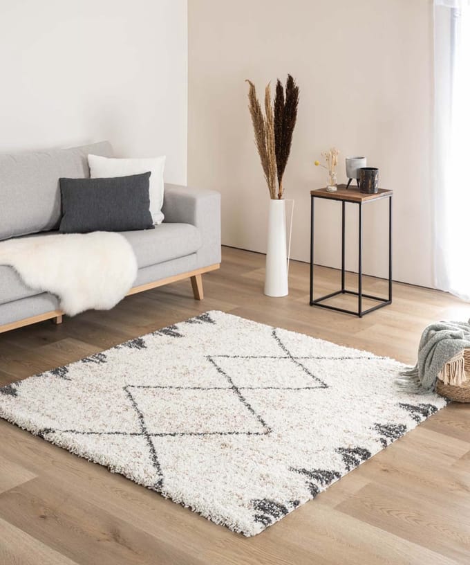 Vierkant berber vloerkleed - Artisan Tizi wit/grijs 160x160